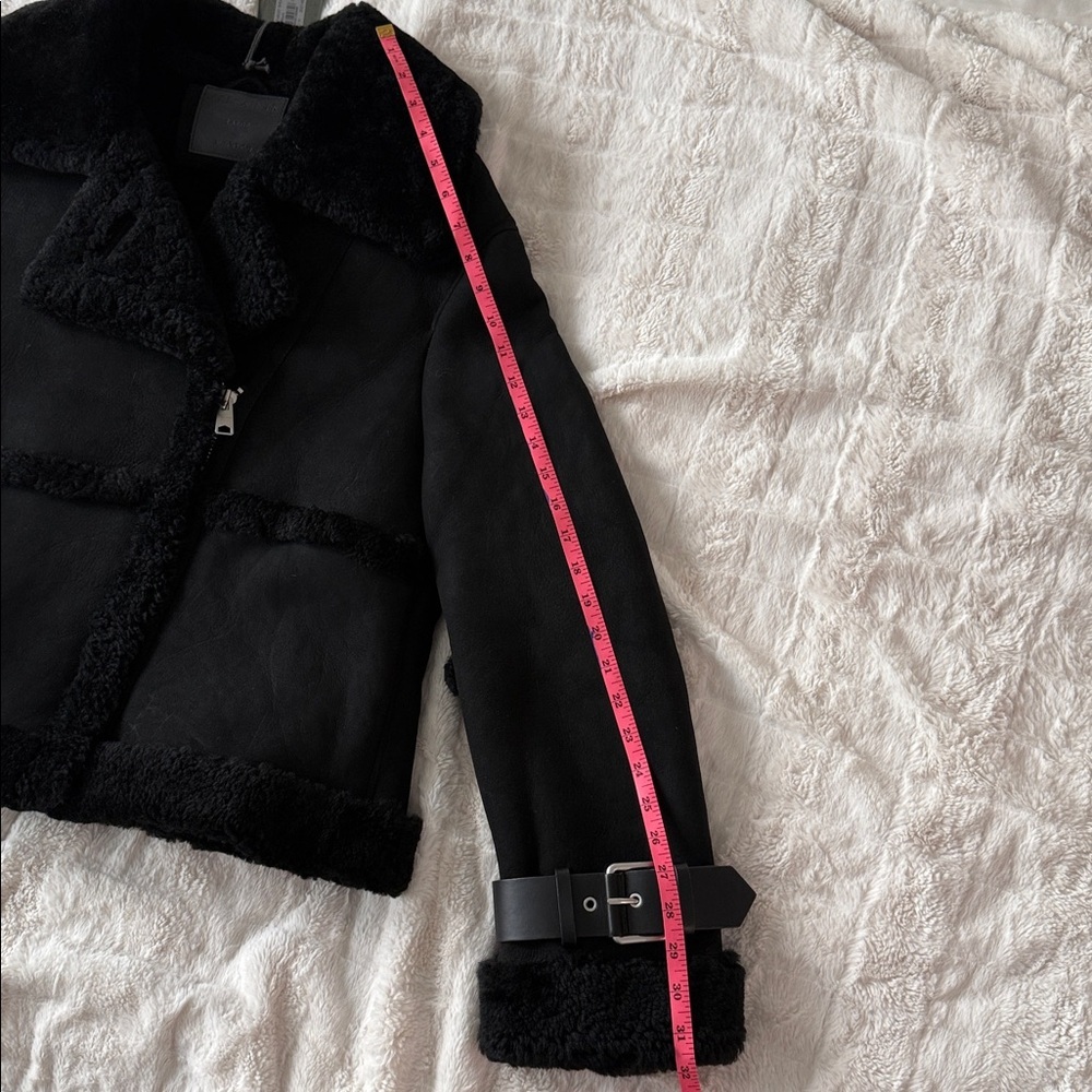 ALLSAINTS Shearling, Suede & Leather Black Jacket Biker/Moto-Inspired NWT Sz L - Picture 11 of 16